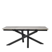 Tavolo Toledo Bianco C/Venature Grigie/Gambe Nere