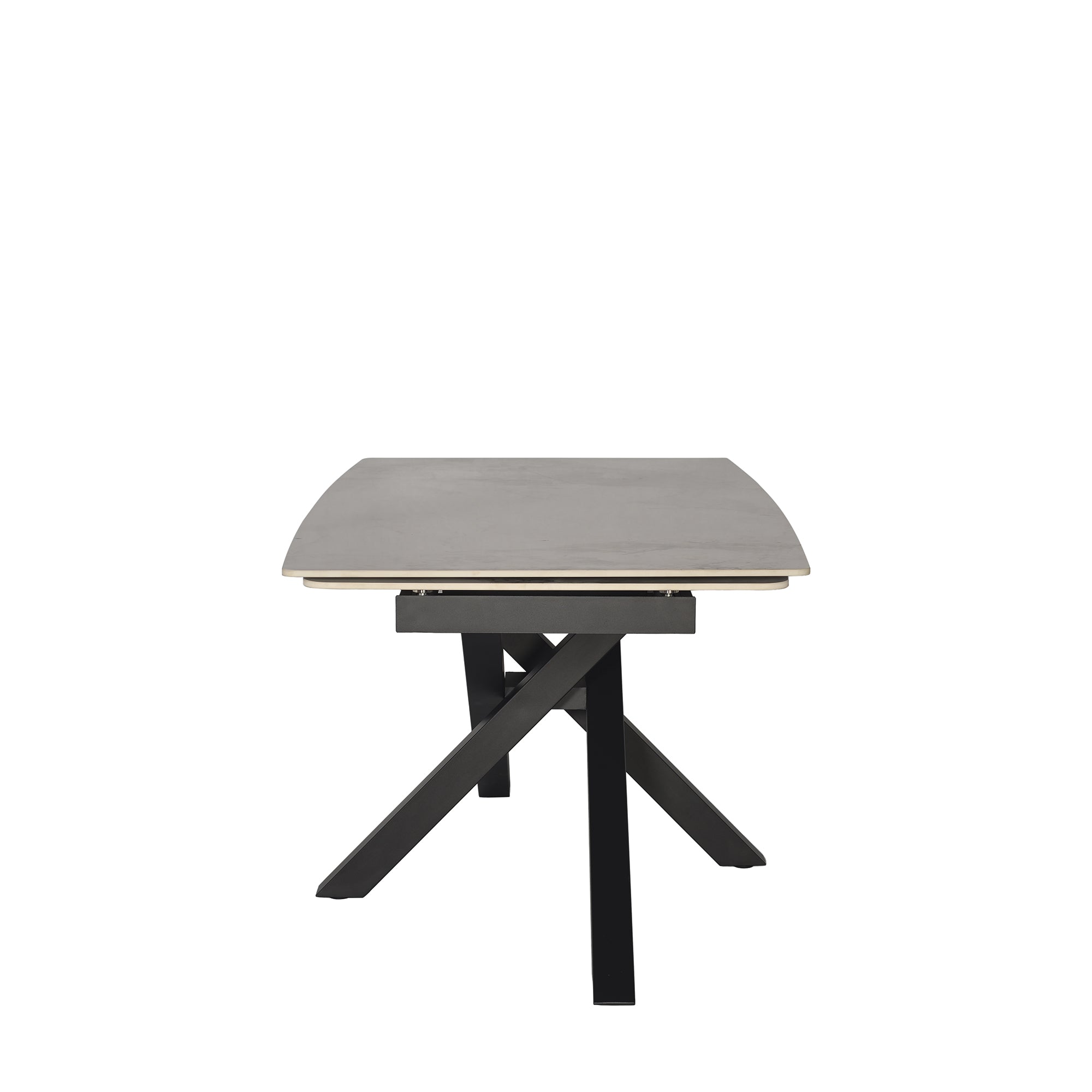 Tavolo Toledo Bianco C/Venature Grigie/Gambe Nere