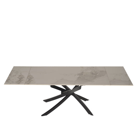 Tavolo Pegaso Bianco C/Venature Grigie/Gambe Nere