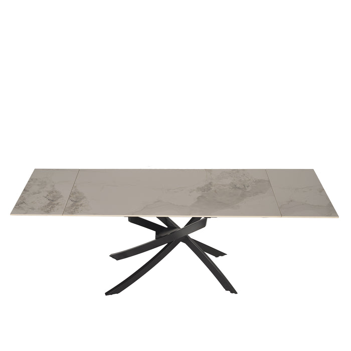 Tavolo Pegaso Bianco C/Venature Grigie/Gambe Nere