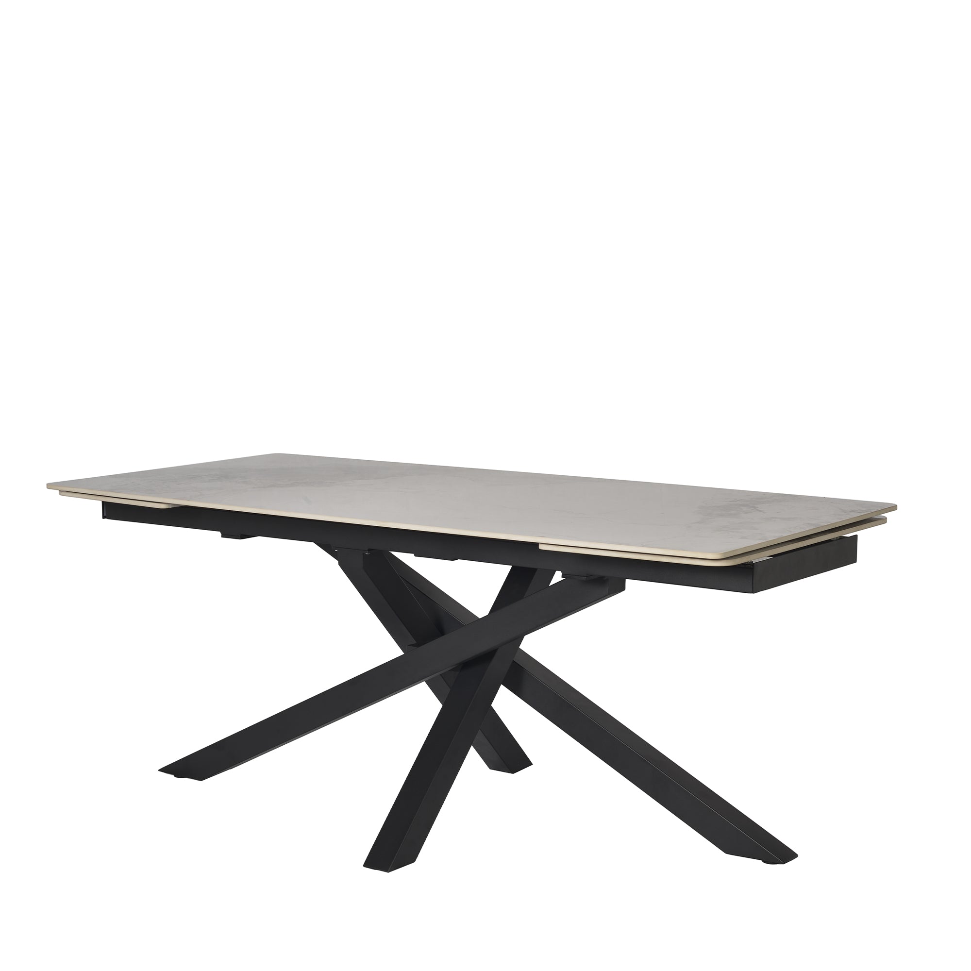 Tavolo Pegaso Bianco C/Venature Grigie/Gambe Nere