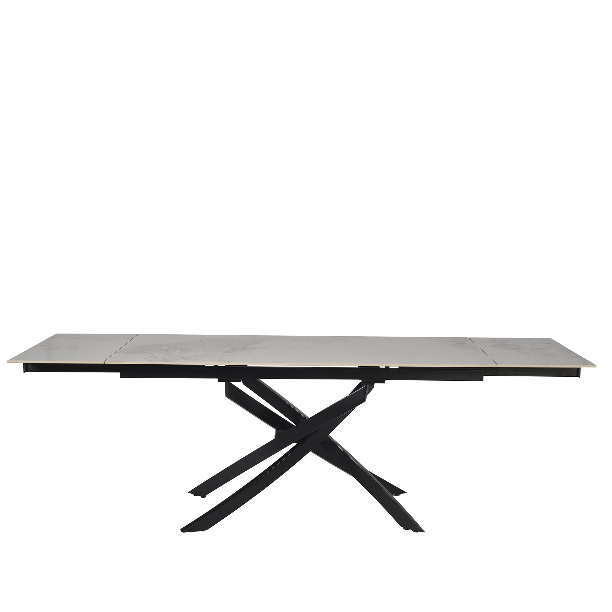 Tavolo Pegaso Bianco C/Venature Grigie/Gambe Nere