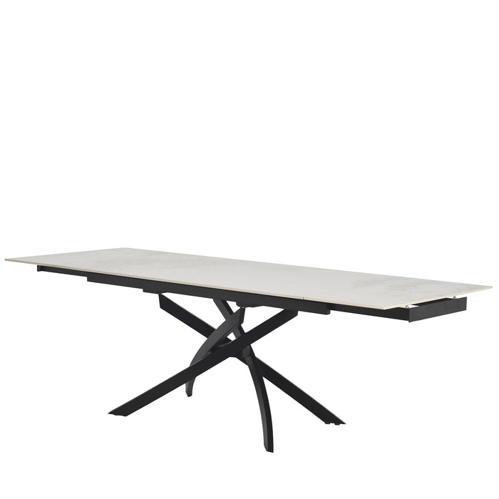 Tavolo Pegaso Bianco C/Venature Grigie/Gambe Nere