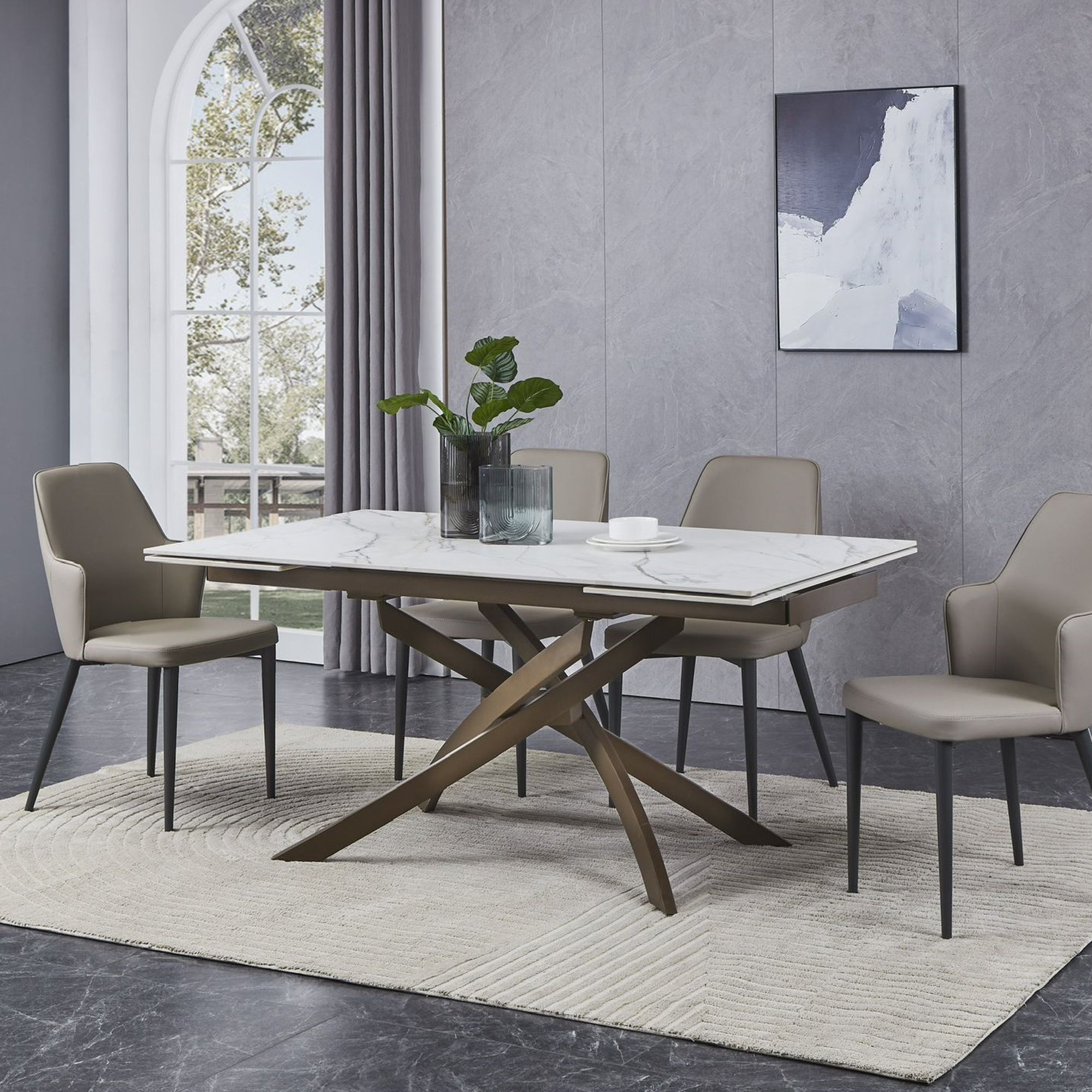 Tavolo Pegaso Pietra Patagonia Con Gambe Bronzo