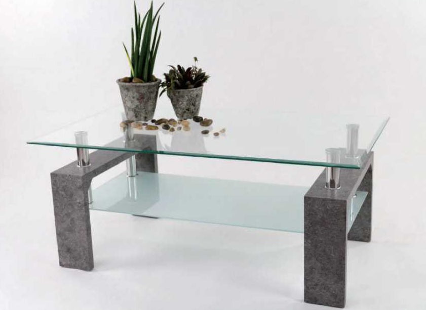 Tavolino New Renee' Vetro Gambe Cemento