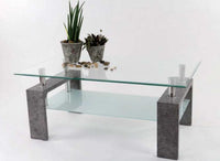 Tavolino New Renee' Vetro Gambe Cemento