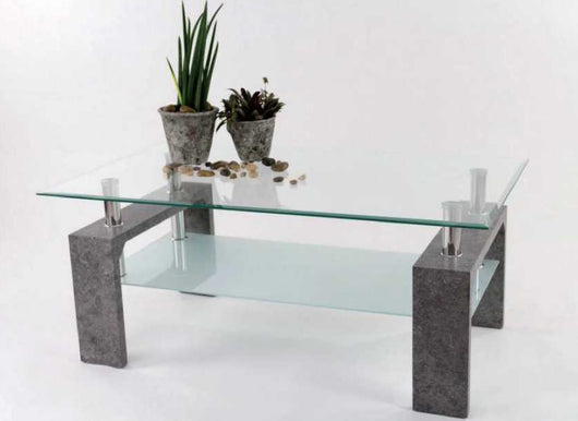 Tavolino New Renee' Vetro Gambe Cemento