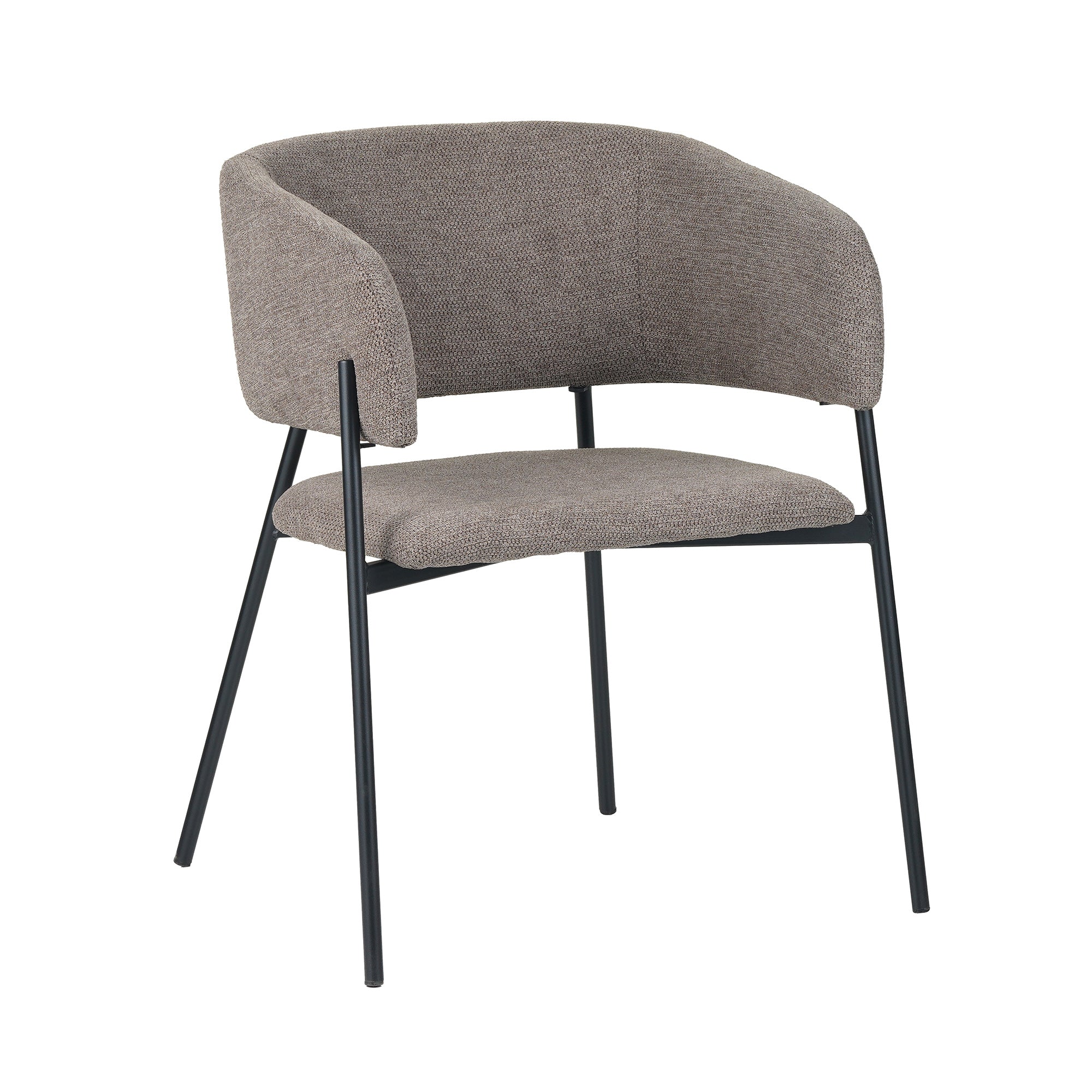 Set Da 4, Poltrona Brigitte Tessuto Tortora Gambe Nere Per Soggiorno, Cucina E Arredo Bar