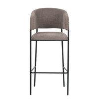 Set Da 2, Sgabelli Brigitte Tessuto Tortora Gambe Nere