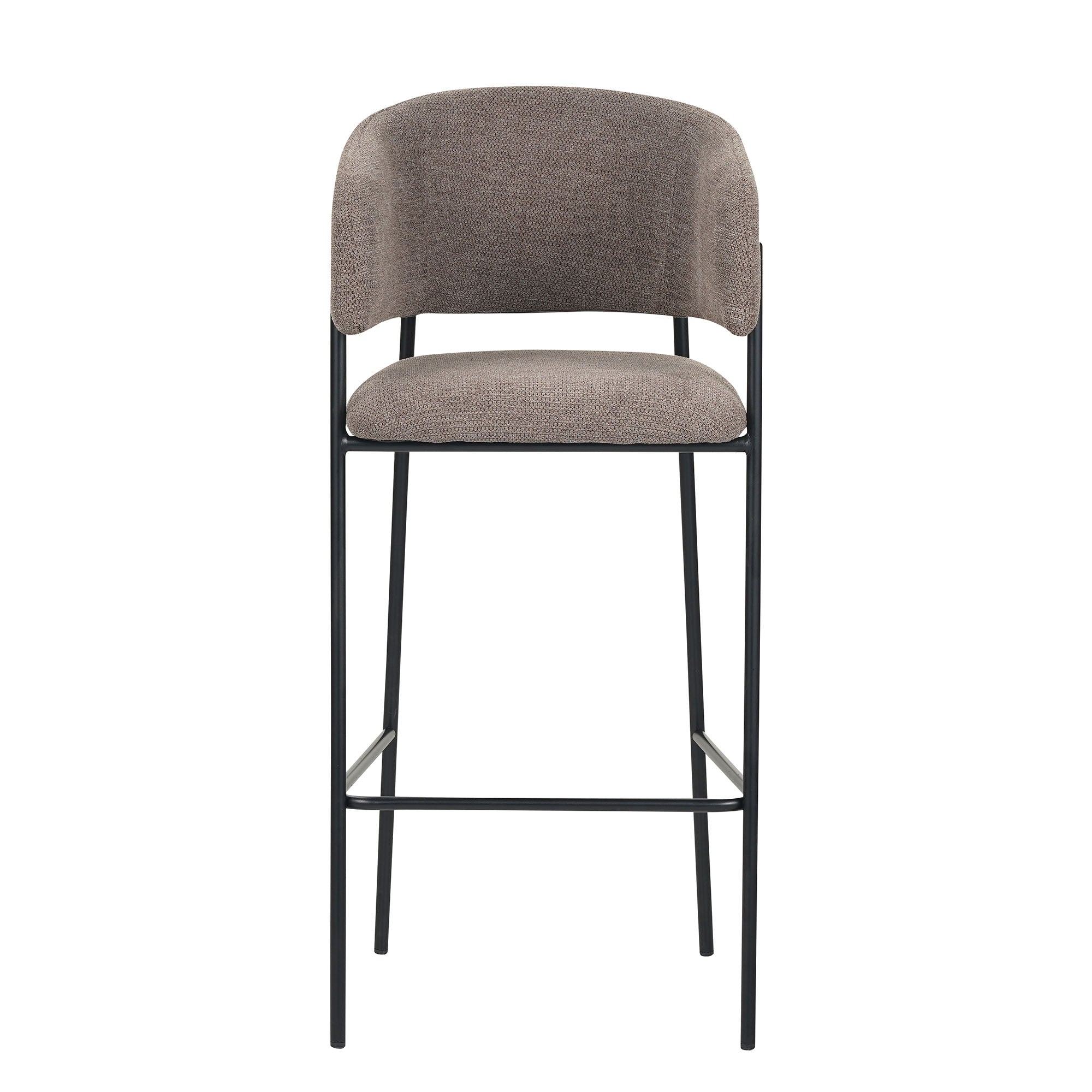 Set Da 2, Sgabelli Brigitte Tessuto Tortora Gambe Nere