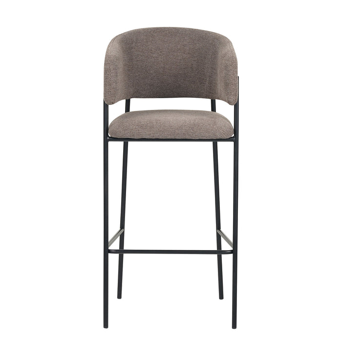 Set Da 2, Sgabelli Brigitte Tessuto Tortora Gambe Nere