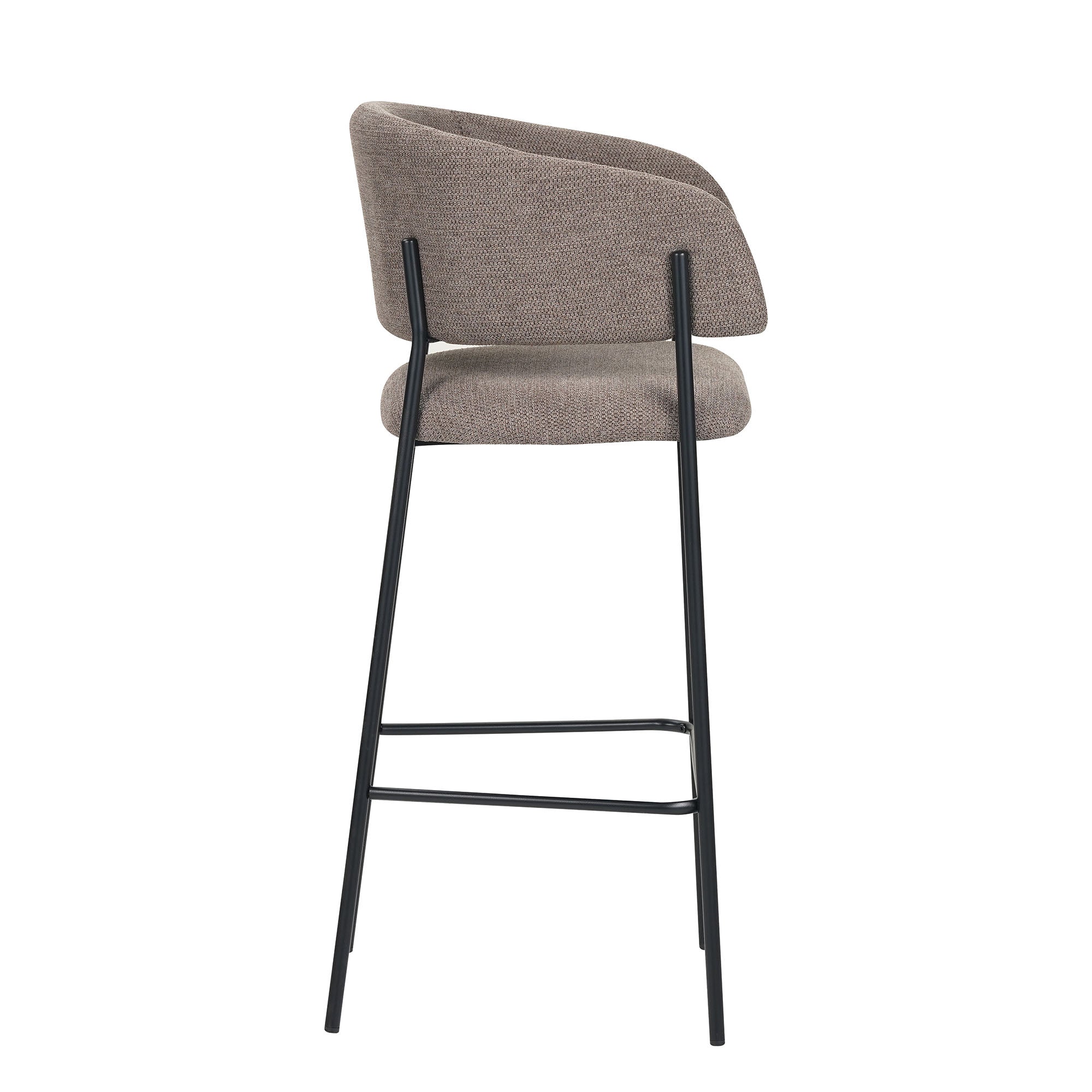 Set Da 2, Sgabelli Brigitte Tessuto Tortora Gambe Nere