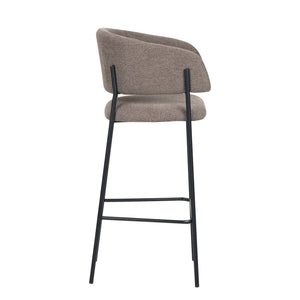 Set Da 2, Sgabelli Brigitte Tessuto Tortora Gambe Nere