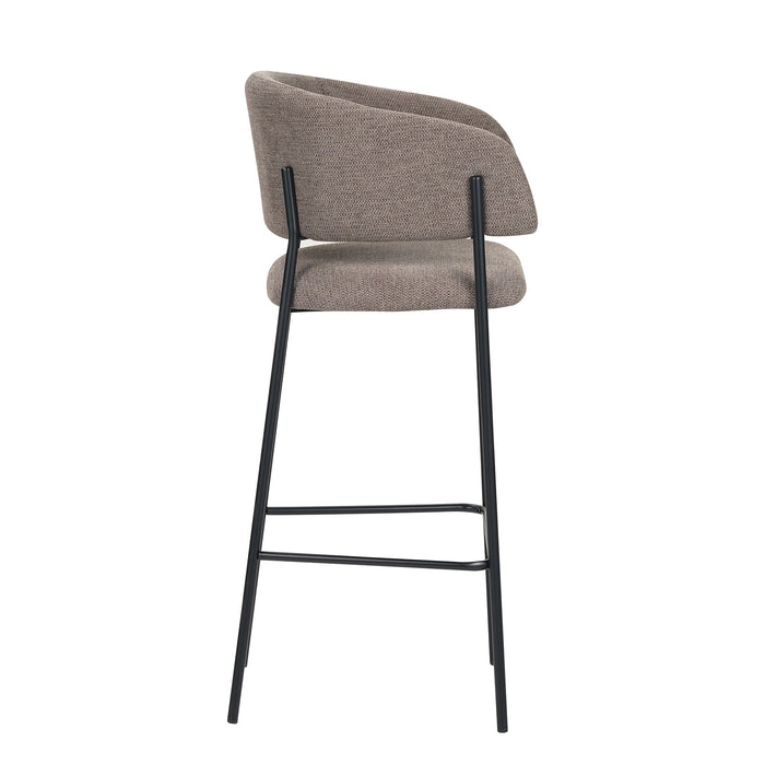 Set Da 2, Sgabelli Brigitte Tessuto Tortora Gambe Nere