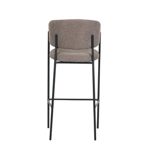 Set Da 2, Sgabelli Brigitte Tessuto Tortora Gambe Nere