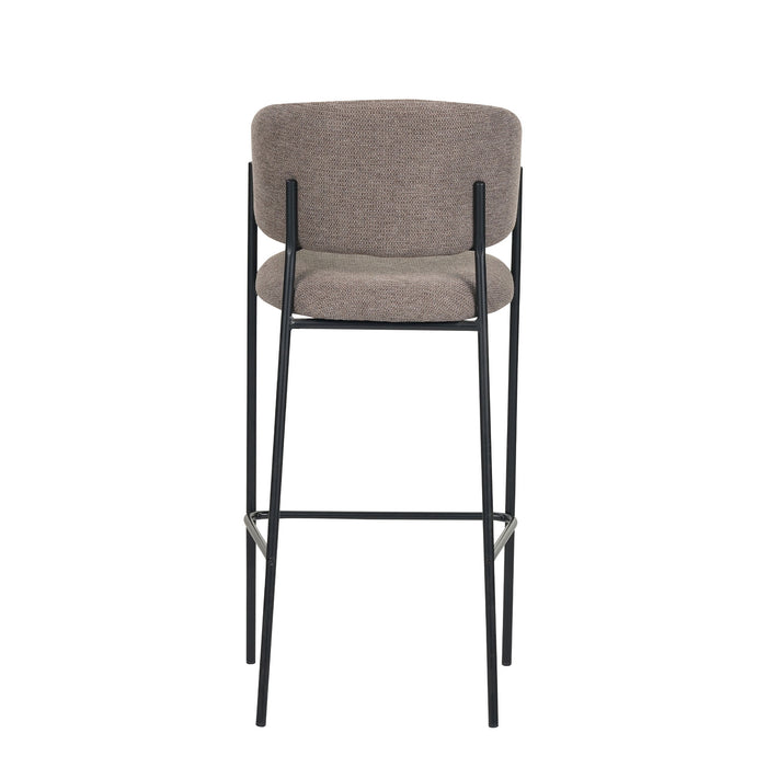 Set Da 2, Sgabelli Brigitte Tessuto Tortora Gambe Nere