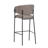 Set Da 2, Sgabelli Brigitte Tessuto Tortora Gambe Nere