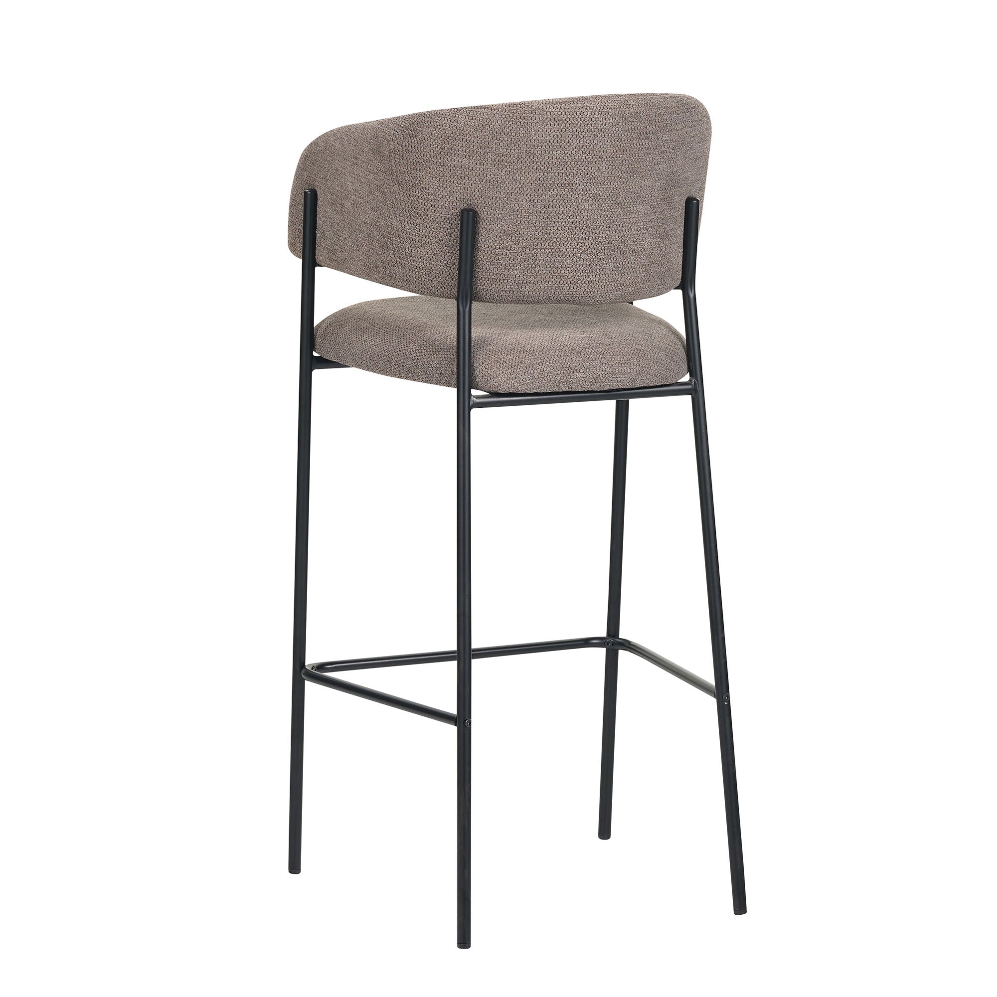 Set Da 2, Sgabelli Brigitte Tessuto Tortora Gambe Nere