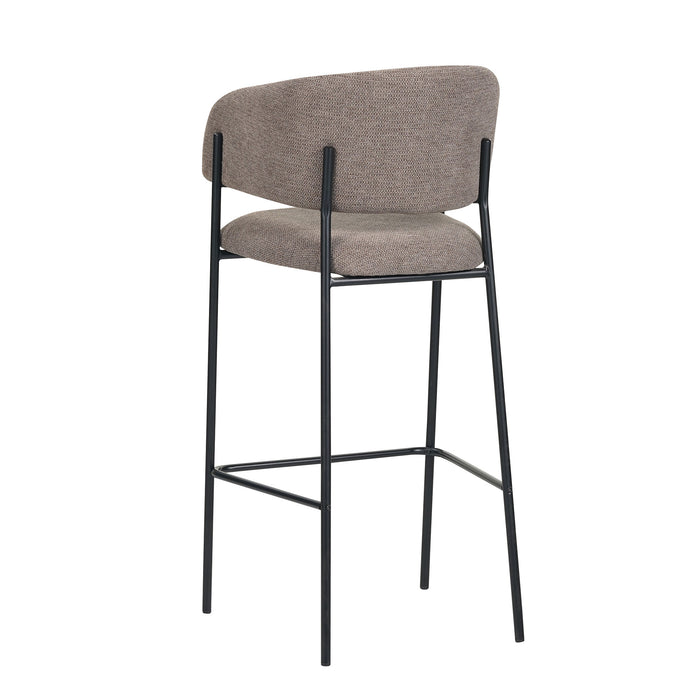 Set Da 2, Sgabelli Brigitte Tessuto Tortora Gambe Nere