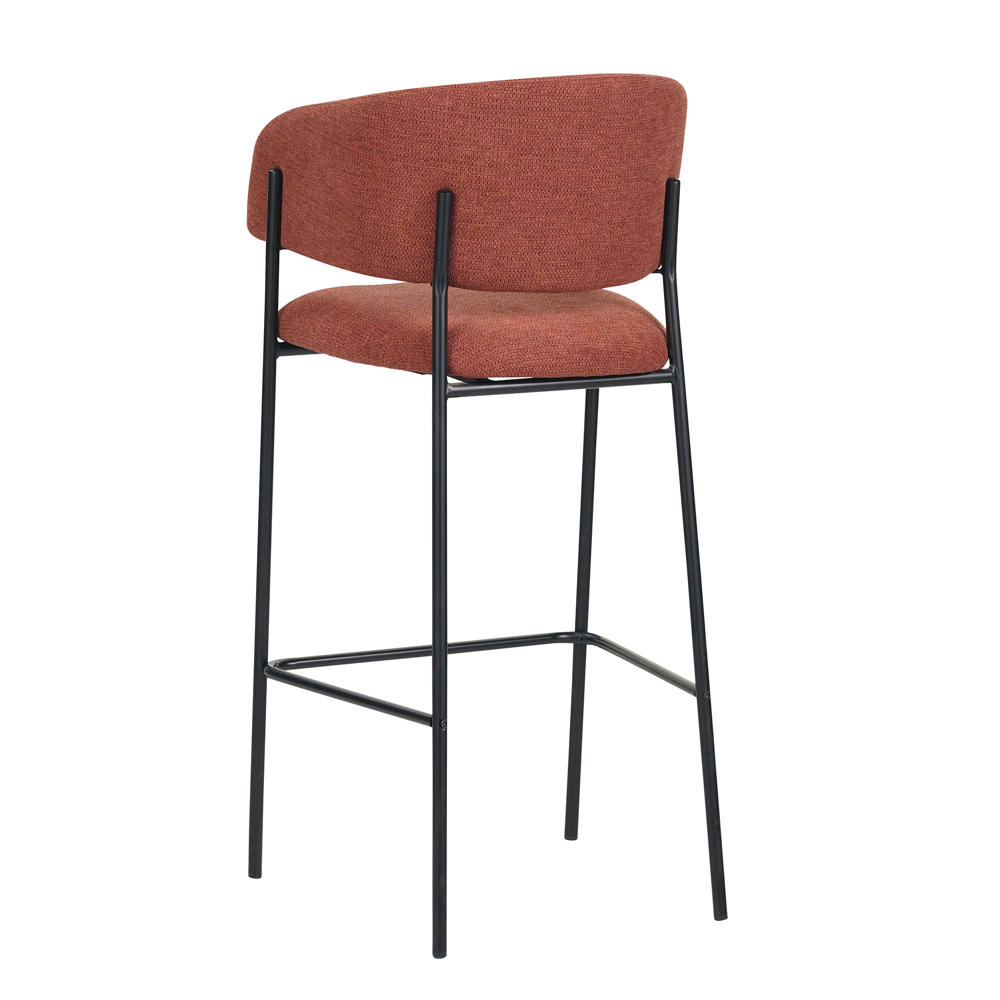 Set Da 2, Sgabelli Brigitte Tessuto Ruggine Gambe Nere