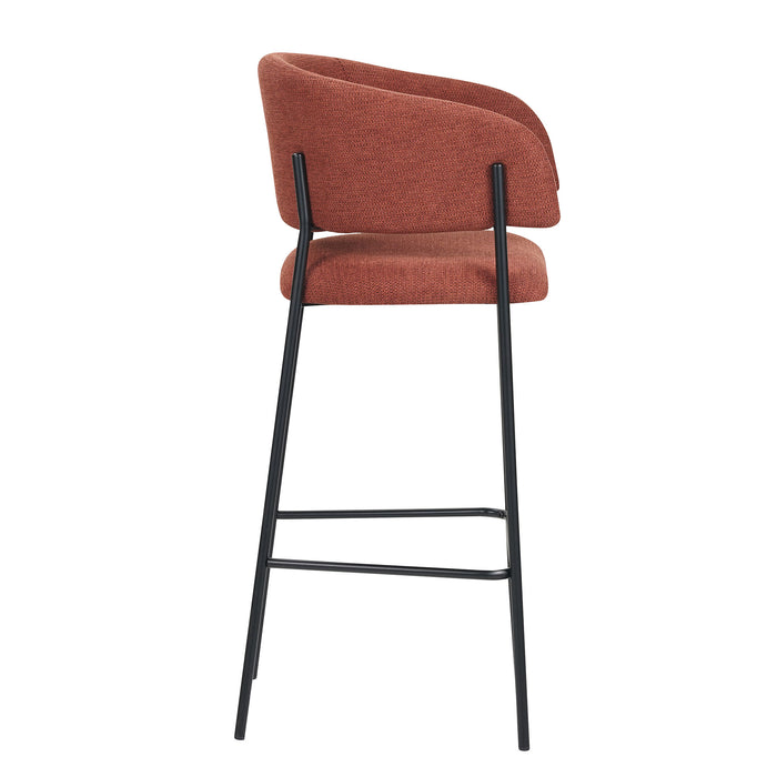 Set Da 2, Sgabelli Brigitte Tessuto Ruggine Gambe Nere