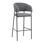 Set Da 2, Sgabelli Brigitte Tessuto Cenere Gambe Nere