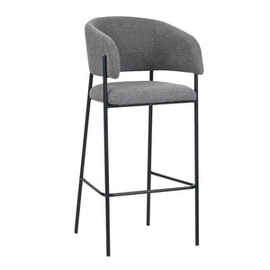 Set Da 2, Sgabelli Brigitte Tessuto Cenere Gambe Nere