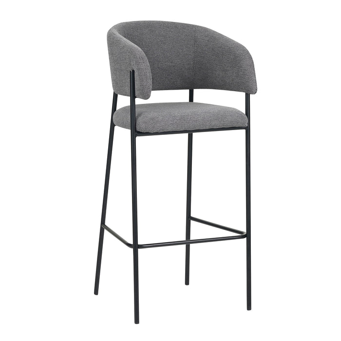 Set Da 2, Sgabelli Brigitte Tessuto Cenere Gambe Nere