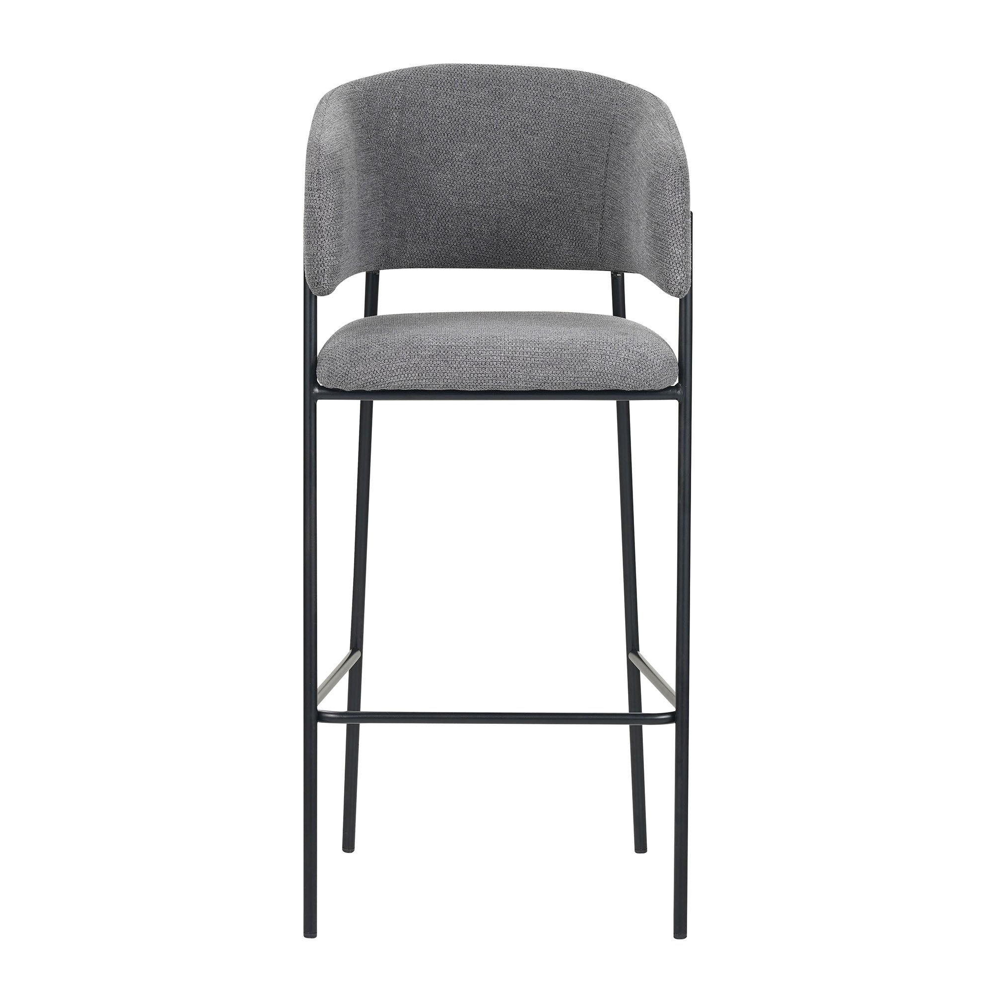 Set Da 2, Sgabelli Brigitte Tessuto Cenere Gambe Nere