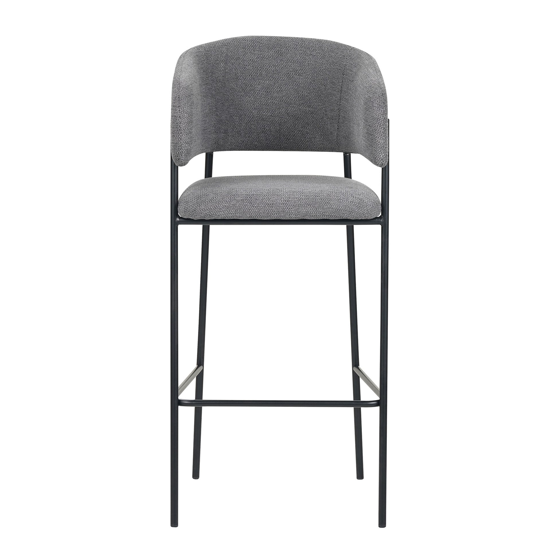 Set Da 2, Sgabelli Brigitte Tessuto Cenere Gambe Nere