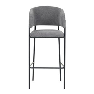 Set Da 2, Sgabelli Brigitte Tessuto Cenere Gambe Nere