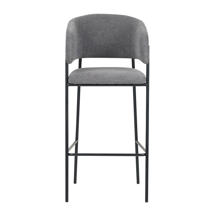 Set Da 2, Sgabelli Brigitte Tessuto Cenere Gambe Nere