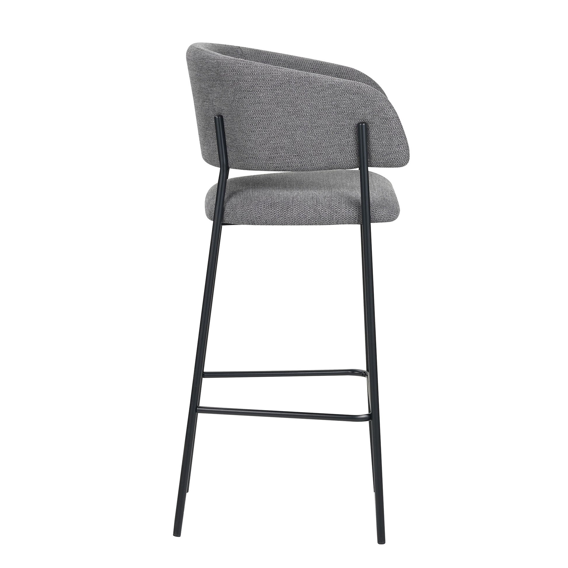 Set Da 2, Sgabelli Brigitte Tessuto Cenere Gambe Nere