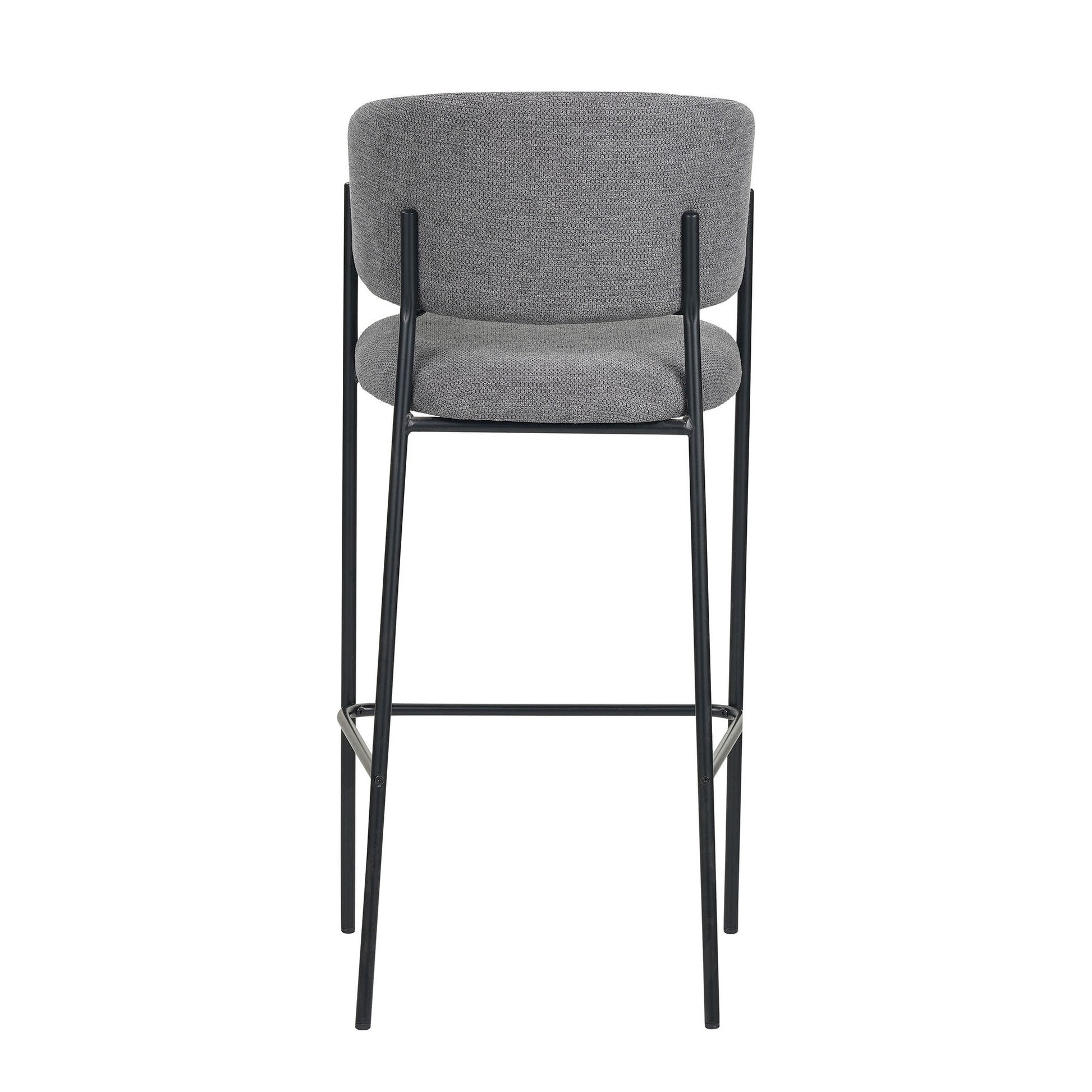 Set Da 2, Sgabelli Brigitte Tessuto Cenere Gambe Nere