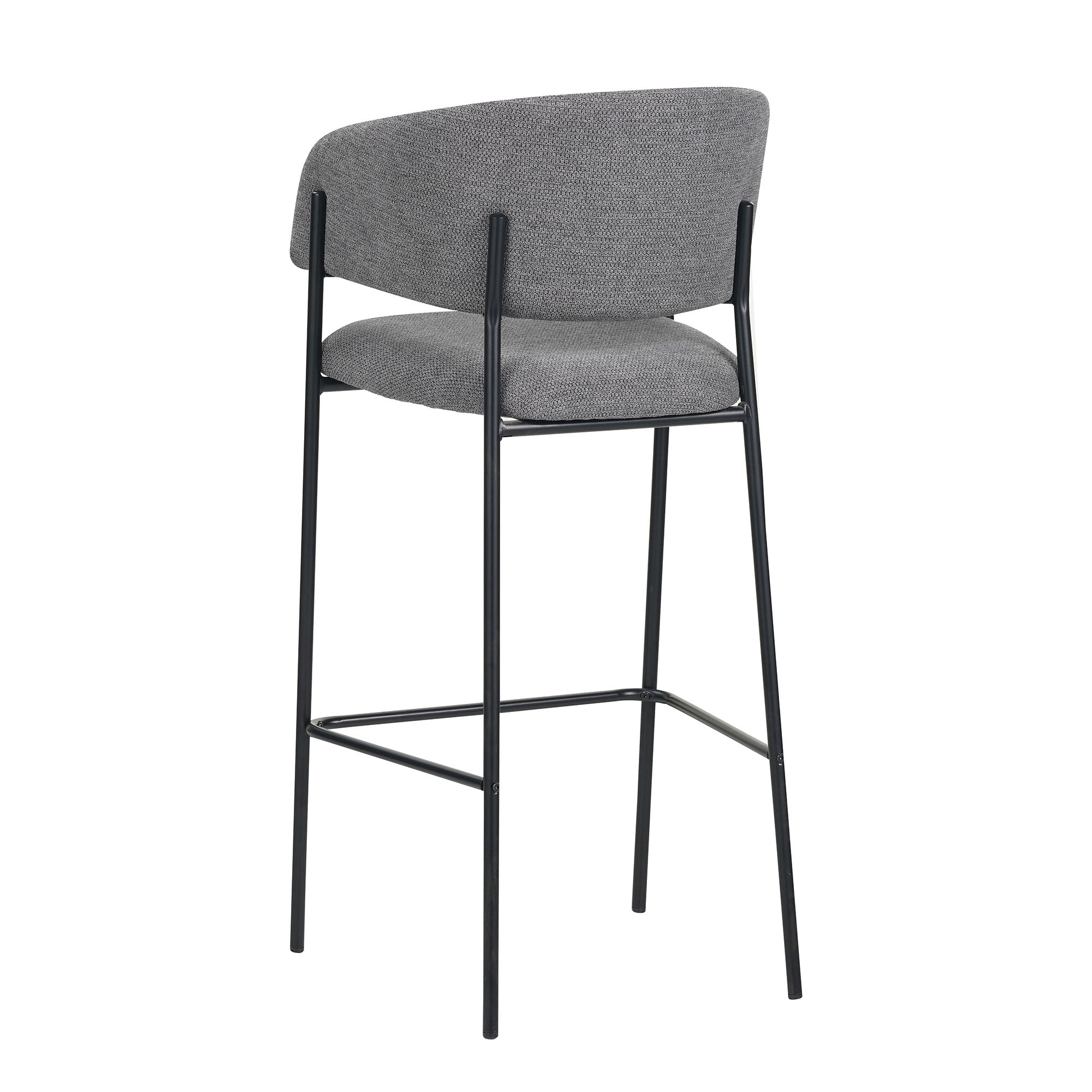 Set Da 2, Sgabelli Brigitte Tessuto Cenere Gambe Nere