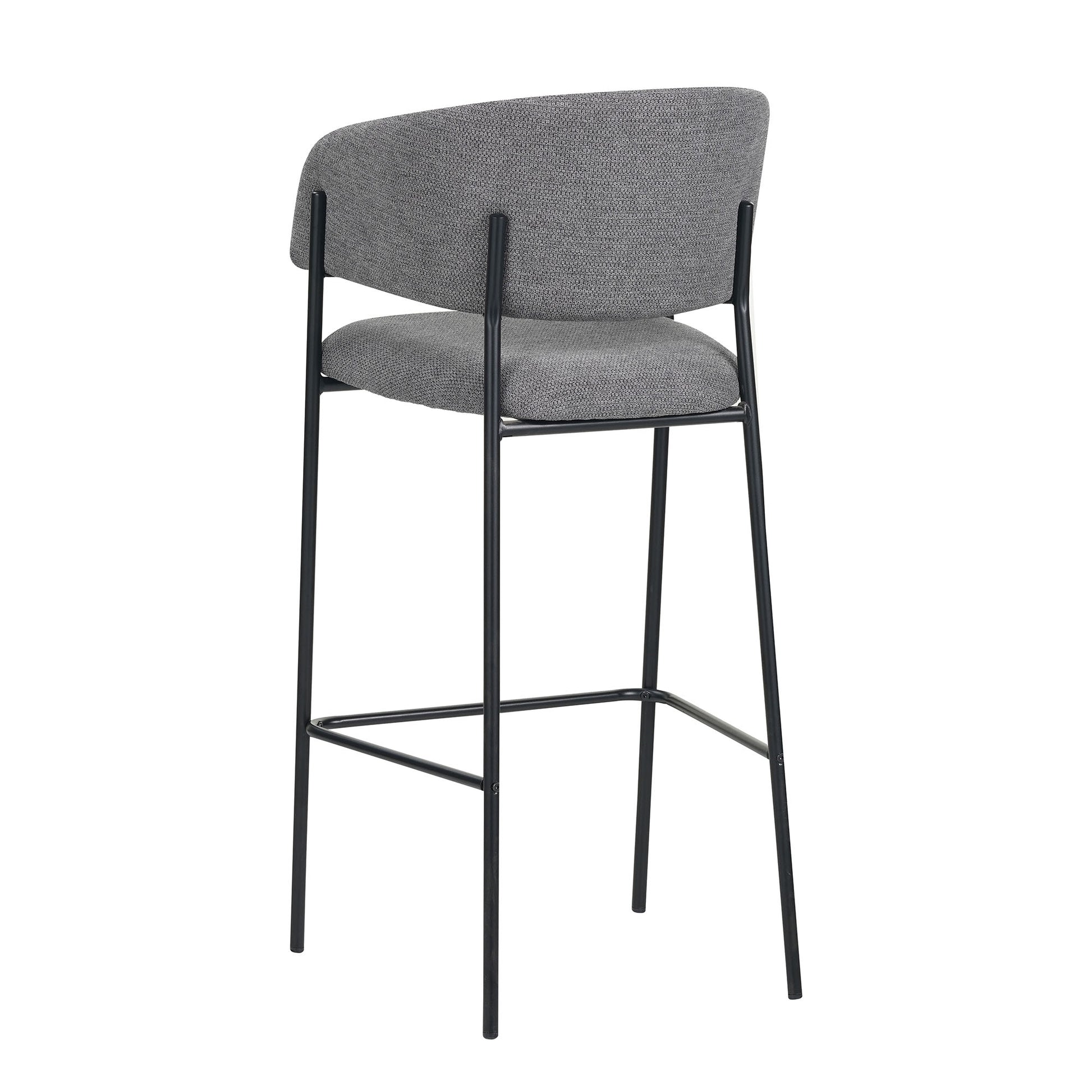 Set Da 2, Sgabelli Brigitte Tessuto Cenere Gambe Nere