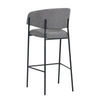 Set Da 2, Sgabelli Brigitte Tessuto Cenere Gambe Nere