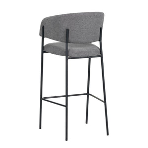 Set Da 2, Sgabelli Brigitte Tessuto Cenere Gambe Nere