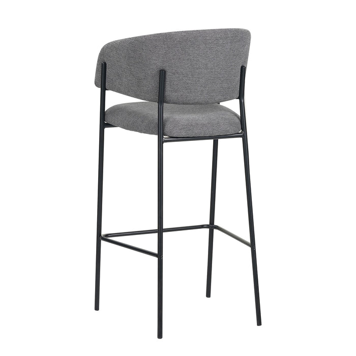 Set Da 2, Sgabelli Brigitte Tessuto Cenere Gambe Nere