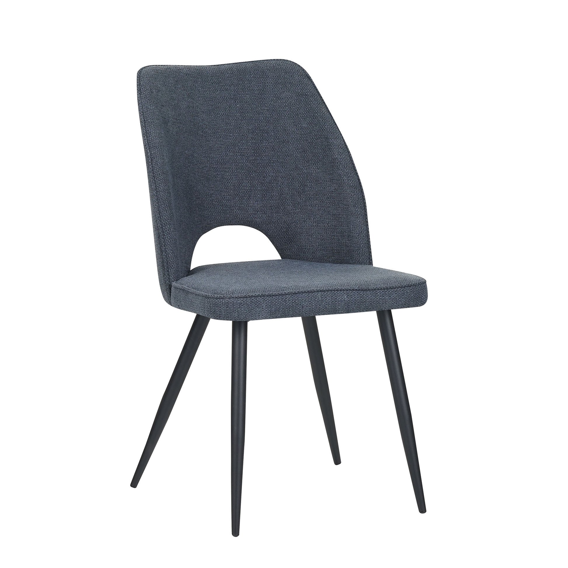 Set Da 4, Sedie Virginia Tessuto Blu Gambe Nere
