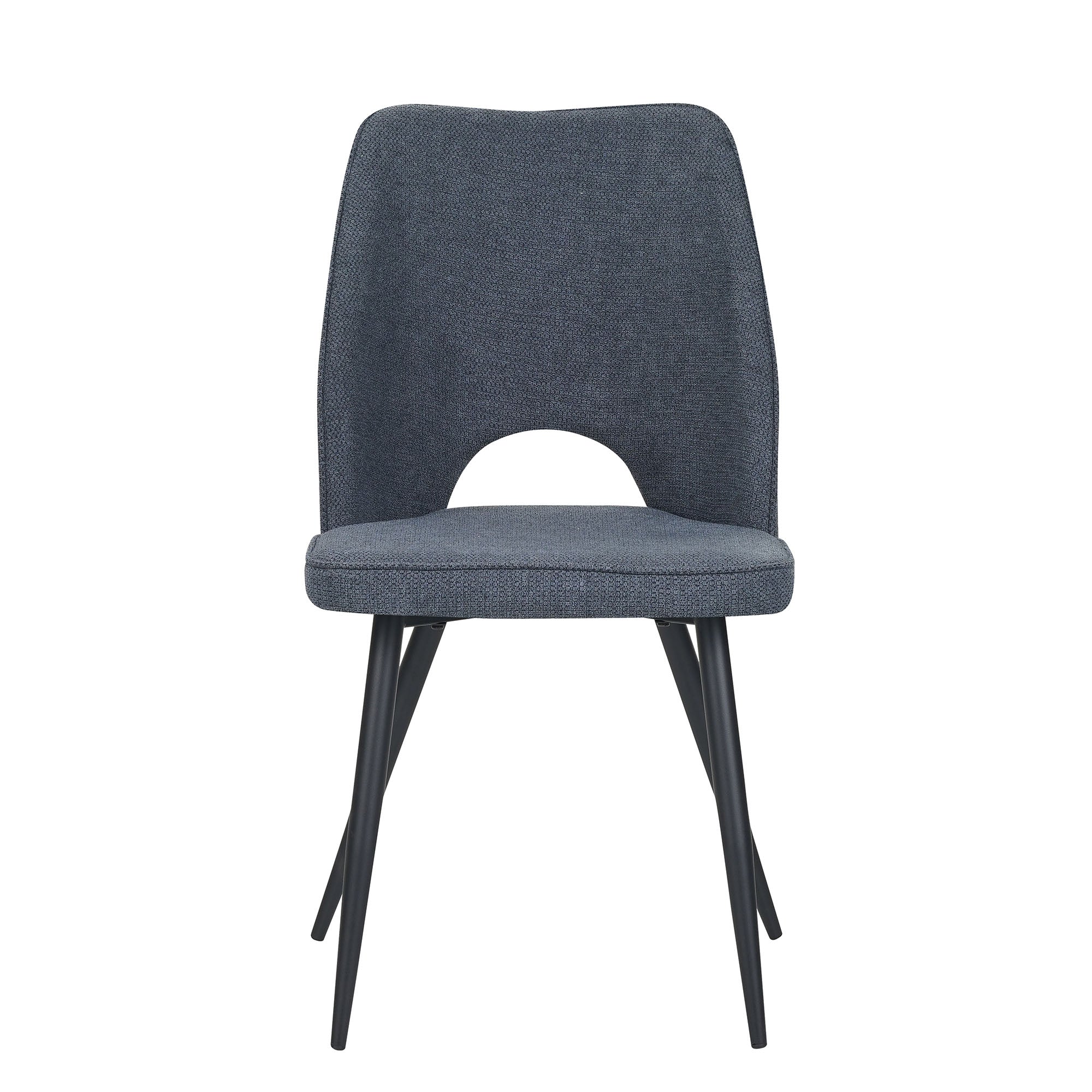 Set Da 4, Sedie Virginia Tessuto Blu Gambe Nere