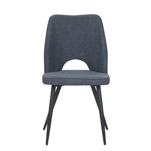 Set Da 4, Sedie Virginia Tessuto Blu Gambe Nere