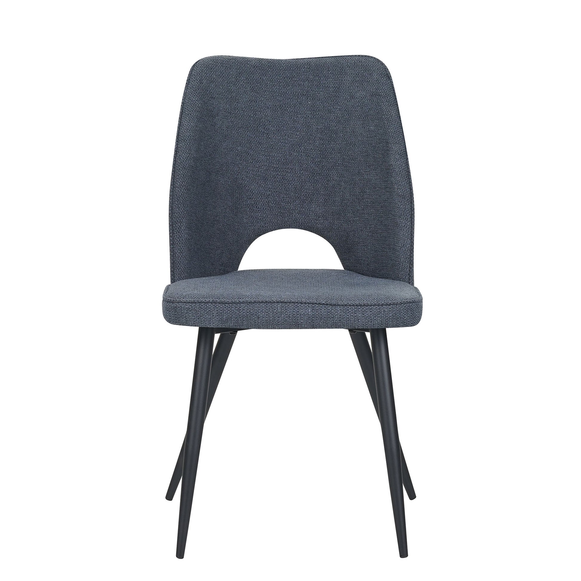 Set Da 4, Sedie Virginia Tessuto Blu Gambe Nere