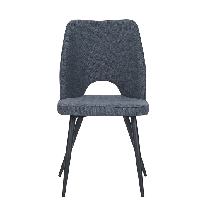 Set Da 4, Sedie Virginia Tessuto Blu Gambe Nere