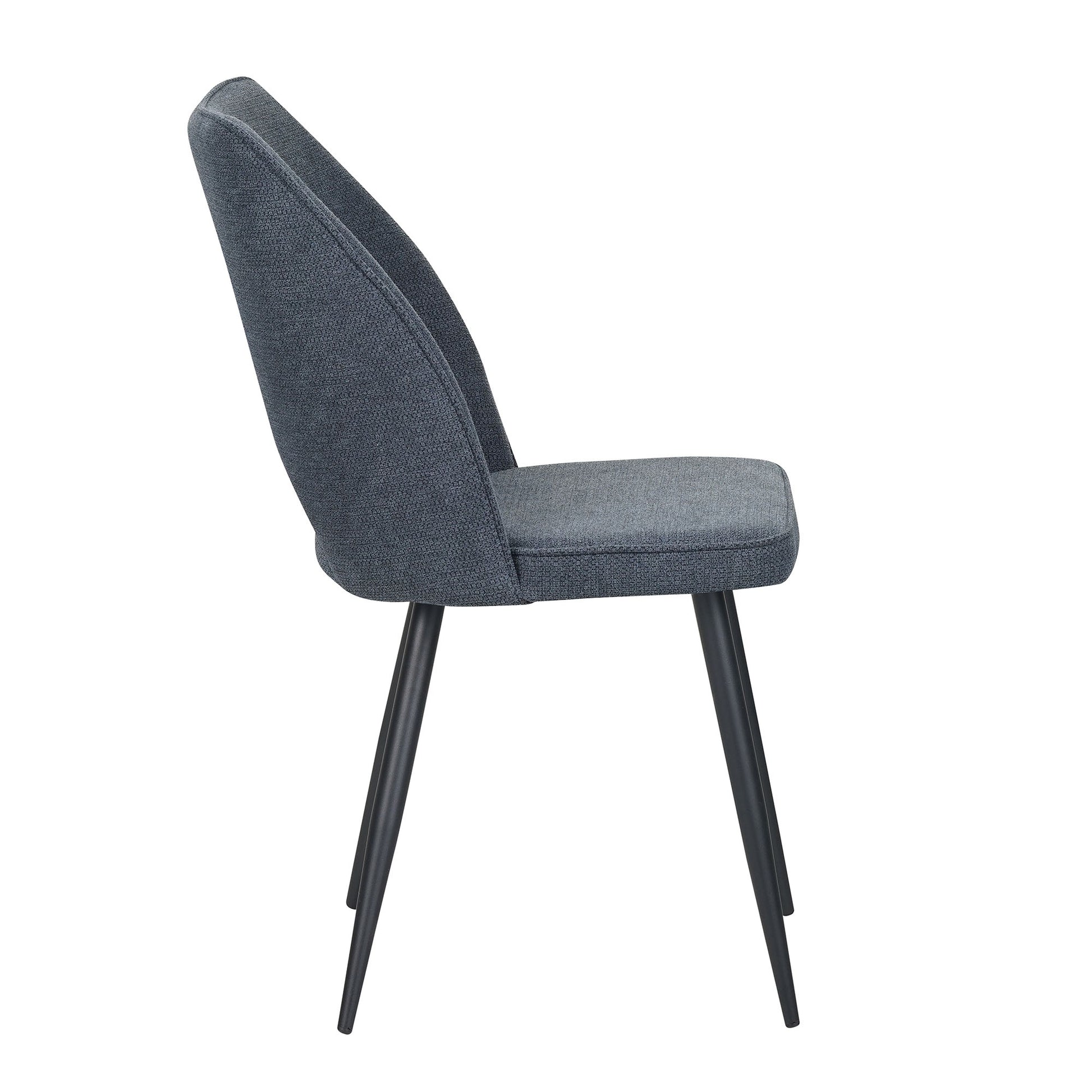 Set Da 4, Sedie Virginia Tessuto Blu Gambe Nere
