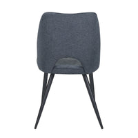 Set Da 4, Sedie Virginia Tessuto Blu Gambe Nere