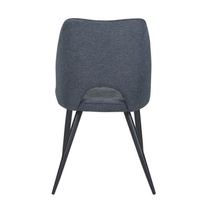 Set Da 4, Sedie Virginia Tessuto Blu Gambe Nere