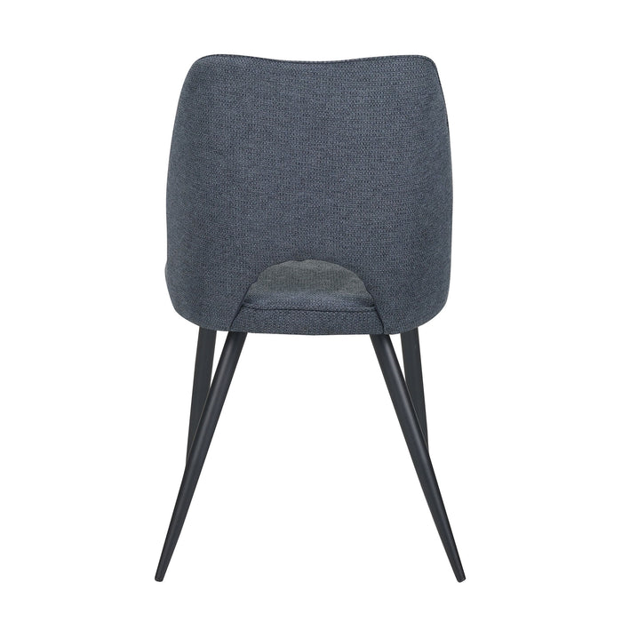 Set Da 4, Sedie Virginia Tessuto Blu Gambe Nere