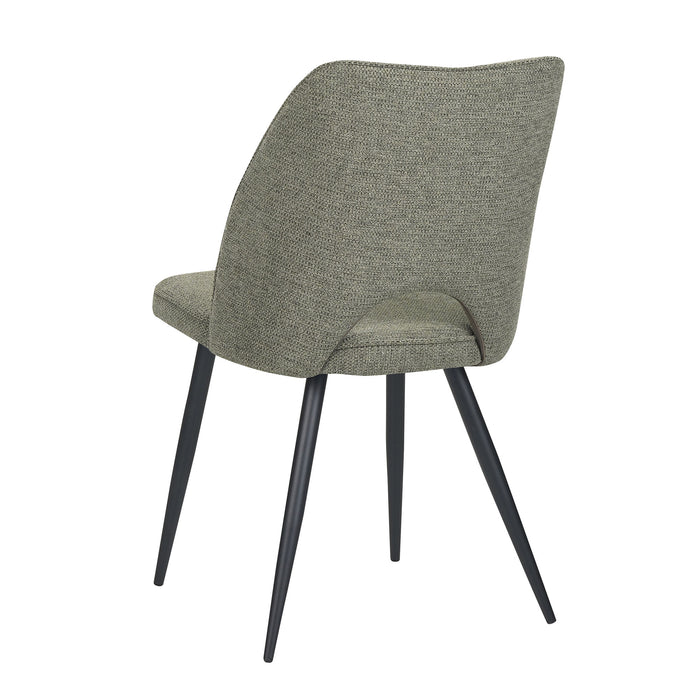 Set Da 4, Sedie Virginia Tessuto Verde Gambe Nere