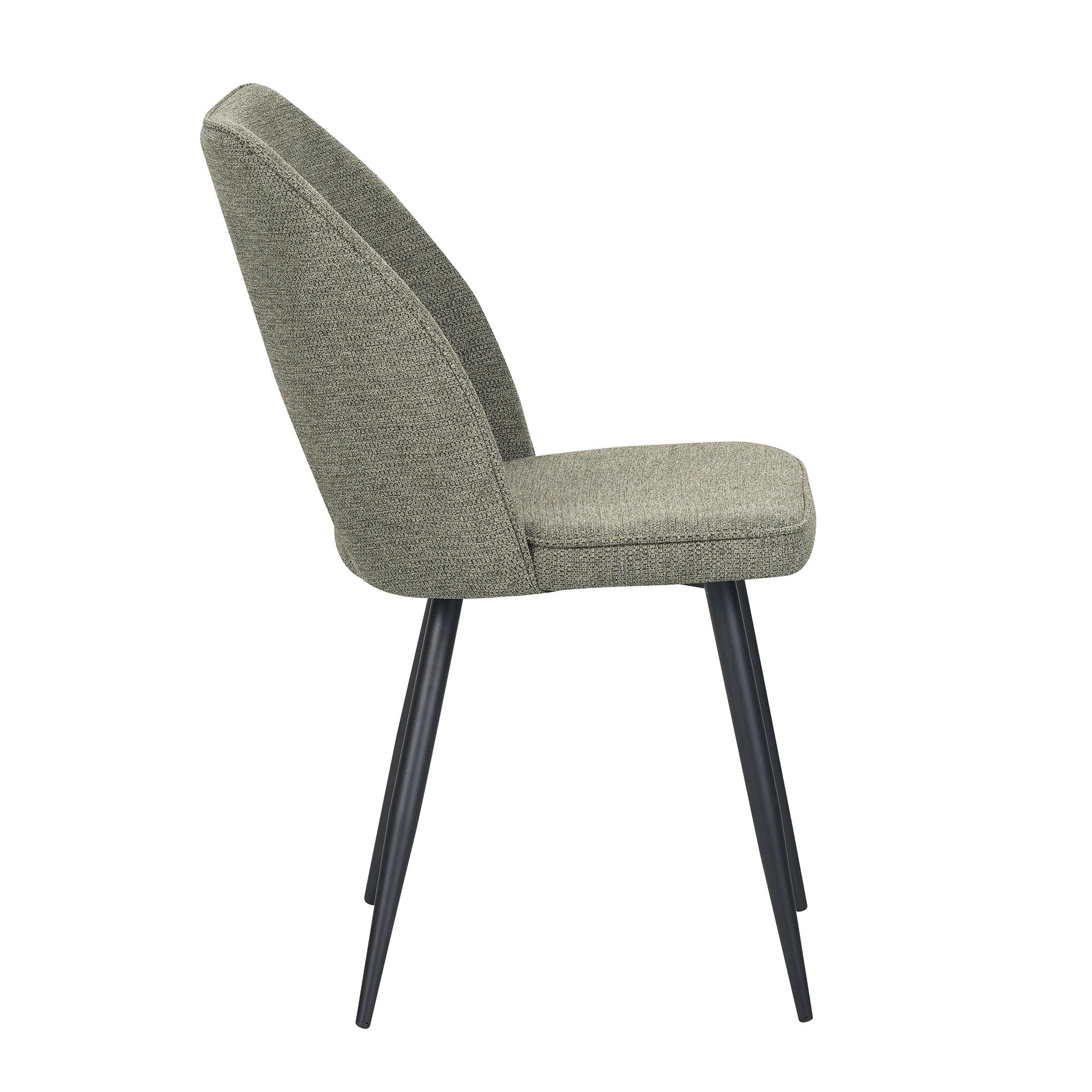 Set Da 4, Sedie Virginia Tessuto Verde Gambe Nere